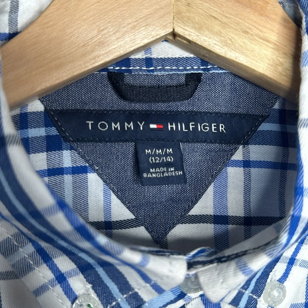 Tommy Hilfiger Big Boys Paid Cotton Shirt Sz M 12/14 - Picture 4 of 6